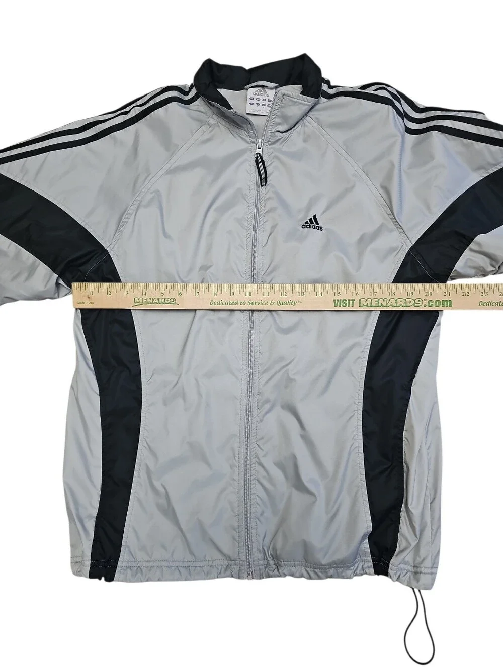 Adidas Vintage Mens Small Grey Silver Full Zip Track Jacket Sport Windbreaker S